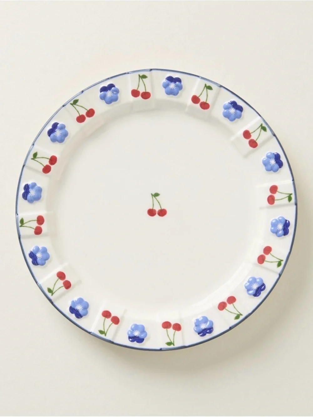Anthropologie Tillie Dessert Plate Cherries NIB
